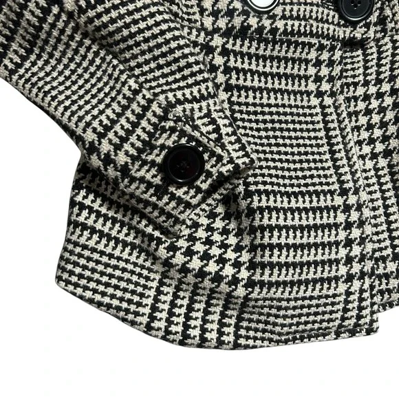 Nick & Mo Black White Houndstooth Peacoat Jacket Women's Medium Double Breasted - Picture 5 of 16
